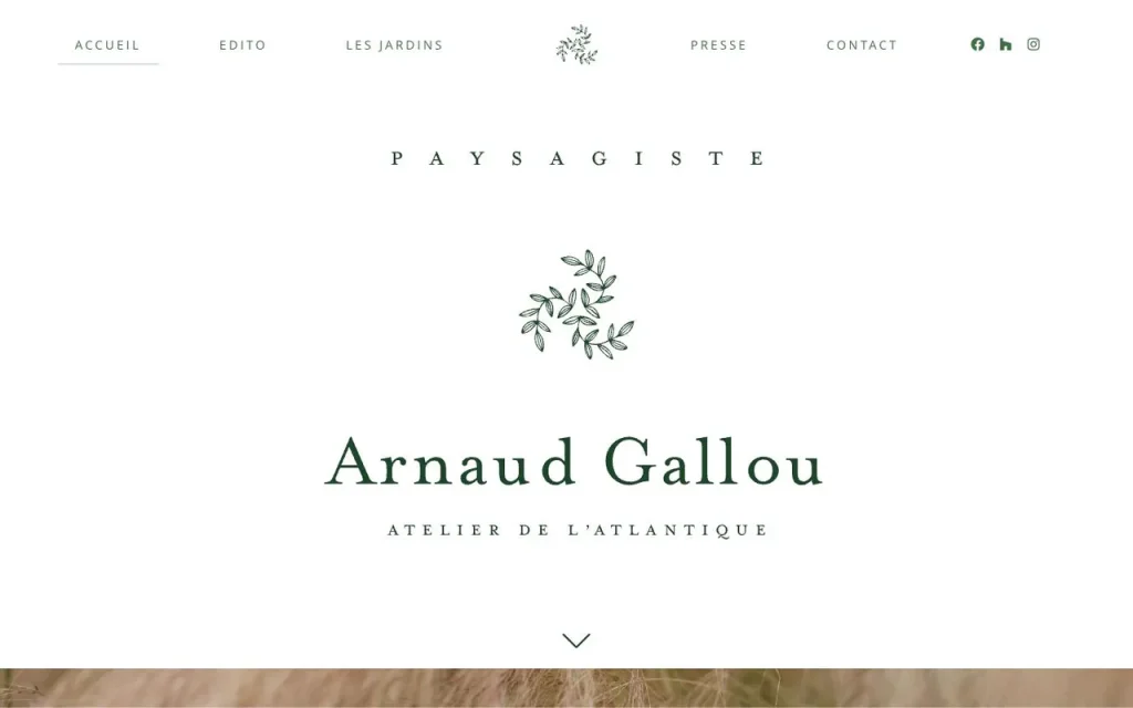 Accueil du site d'Atelier Atlantique, paysagiste, réalisé par Station Tech