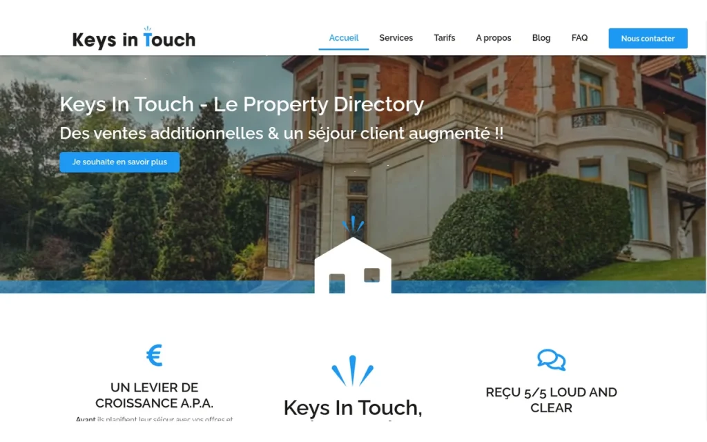 Accueil de Keys in Touch, livret d'accueil digital pour les locations (projet arrêté)