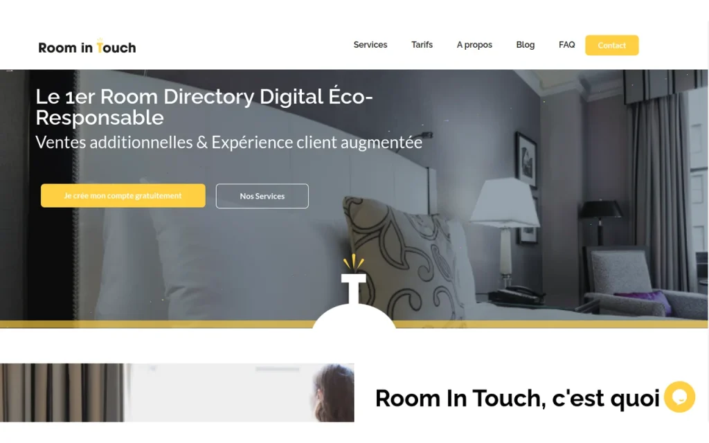 Accueil de Room in Touch, livret d'accueil digital pour les hôtels (projet arrêté)